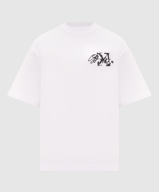 Off-White Белая футболка Stroke с вышивкой логотипа 44MAA120F26J00J