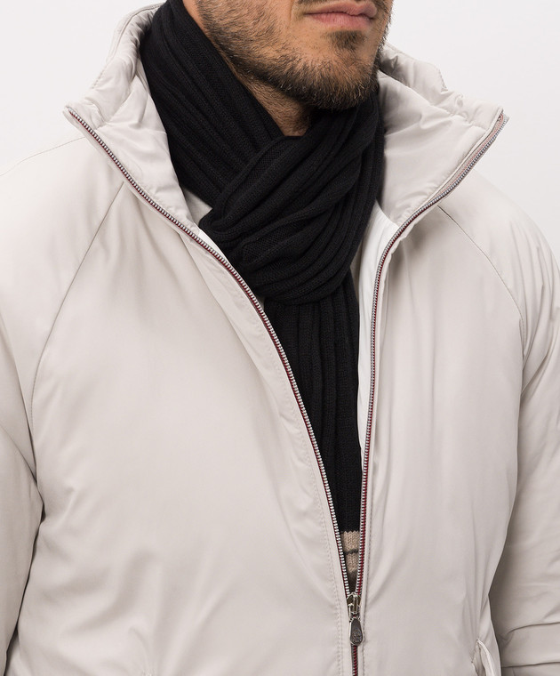 Brunello Cucinelli Чорний шарф з кашеміру з окантуванням M2240819 зображення 2