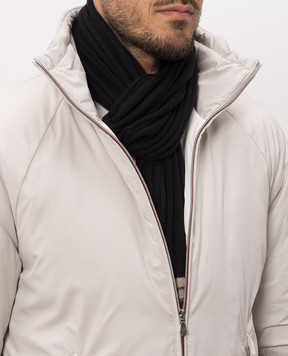 Brunello Cucinelli Черный шарф из кашемира с окантовкой M2240819