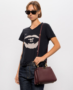 Fendi Бордовая кожаная сумка Peekaboo 8BN244B16G