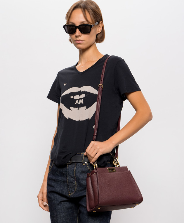 Fendi Бордовая кожаная сумка Peekaboo 8BN244B16G изображение 2