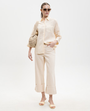 Max Mara Weekend Желтая рубашка PANETTO в полоску из льна WKDPANETTO