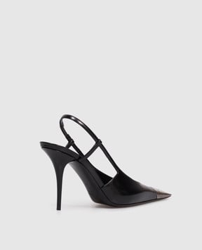 Saint Laurent Чорні шкіряні глянцеві слінгбеки JEANNE 841158AAFAN
