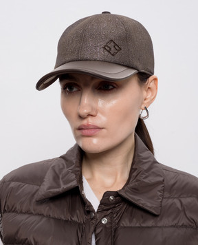 Peserico Коричнева комбінована кепка з монограмою A36218C0RCC778