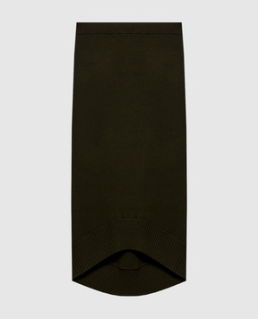Victoria Beckham Зеленая юбка с шерстью мериноса в рубчик 1426KSK007725A