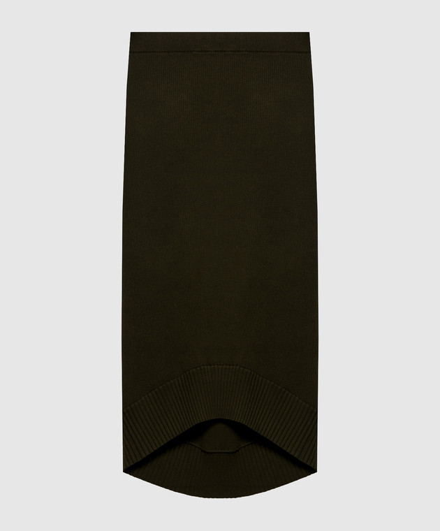 Victoria Beckham Зеленая юбка с шерстью мериноса в рубчик 1426KSK007725A