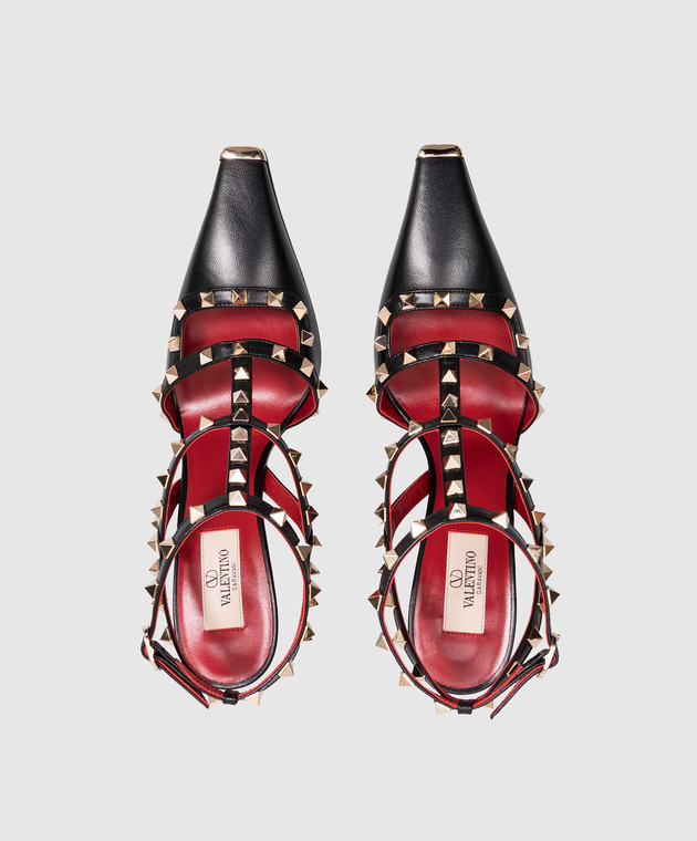 Valentino Черные кожаные босоножки Rockstud 9W2S0PV4WZD изображение 4