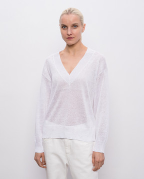 Brunello Cucinelli Белый пуловер из льна MDT746412