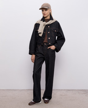 Brunello Cucinelli Коричнева футболка з кашеміром та шовком з люрексом M41810000P