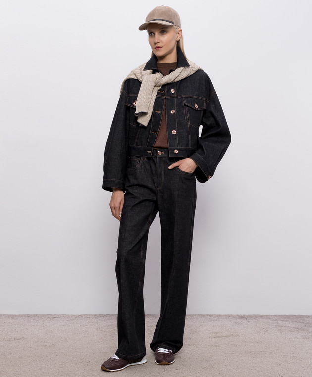 Brunello Cucinelli Коричнева футболка з кашеміром та шовком з люрексом M41810000P зображення 2