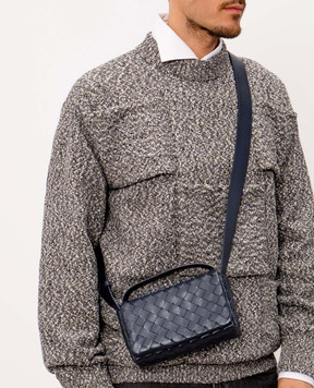 Bottega Veneta Синя шкіряна сумка крос-боді Intrecciato 857931V2HL0