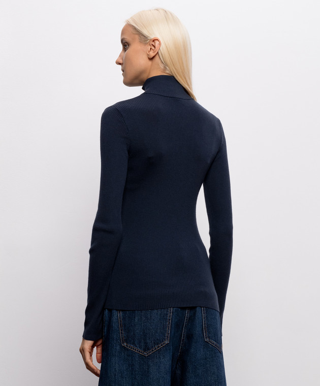 Brunello Cucinelli Синий джемпер из шерсти и кашемира в рубчик M14817604P изображение 4