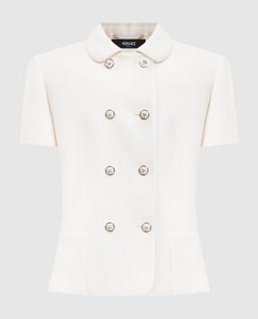 Versace Белый двубортный жакет из шерсти 10230621A12789