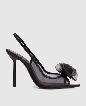 Le Silla Чорні слінгбеки Rose з аплікацією у вигляді квітів 5308F090BXPPNEM