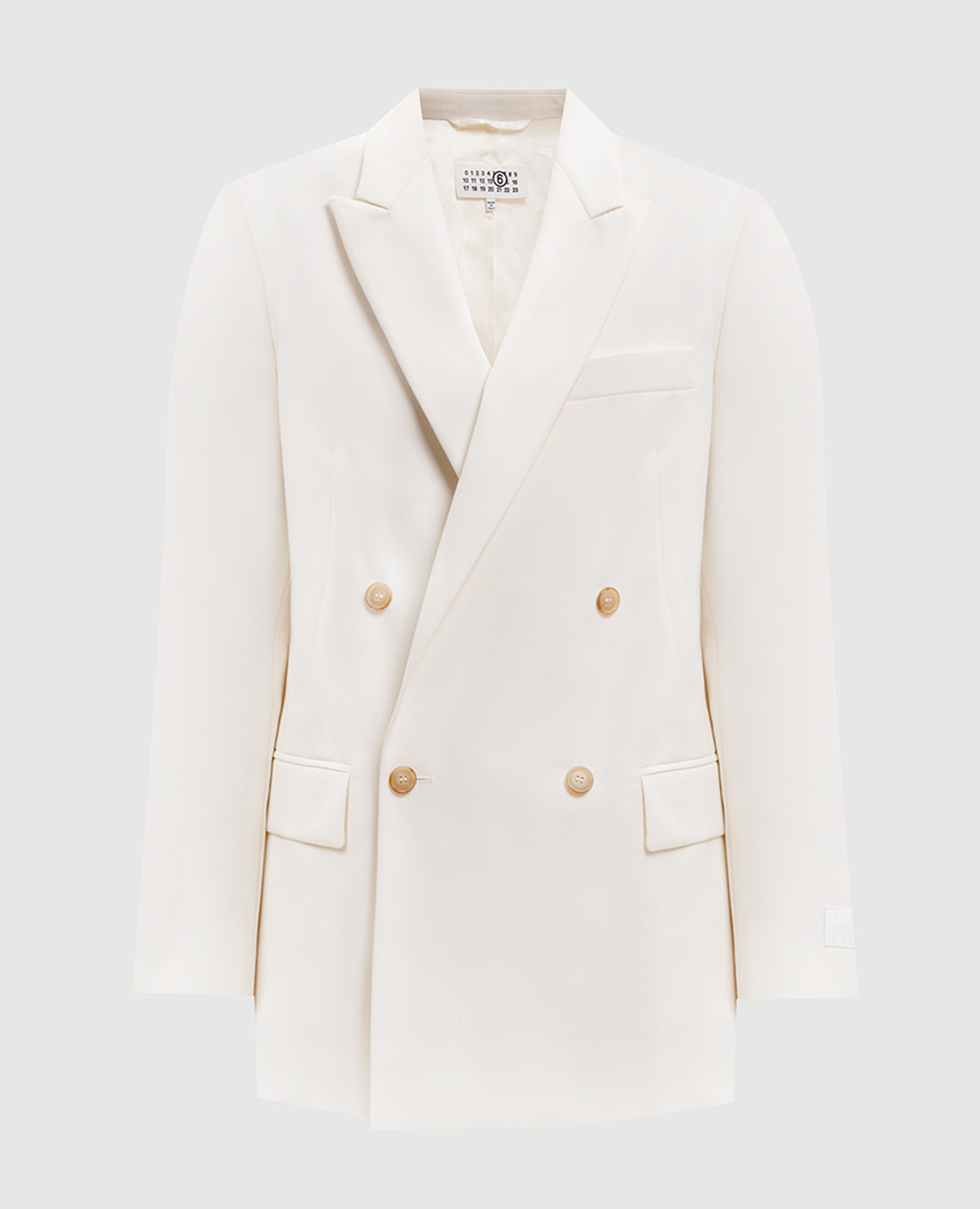 Білий двобортний жакет з вовною