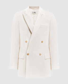 Maison Margiela MM6 Білий двобортний жакет з вовною S52BN0144M35436