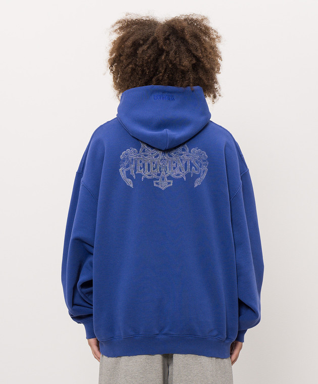 Vetements Синие худи с принтом MH27HD199BL изображение 4