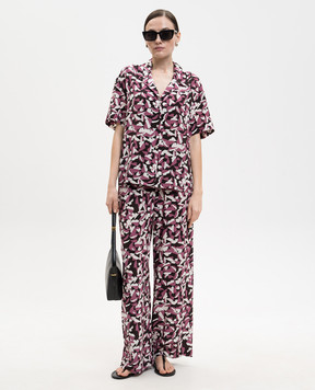 Asceno Рожеві штани із шовку в принт B050F58C505