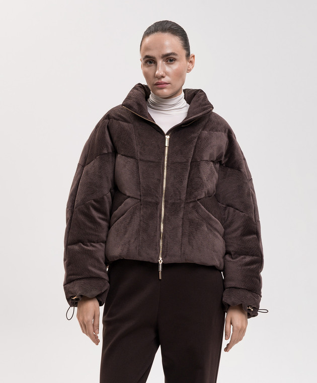 Be Florence Коричневая вельветовая пуховая куртка BE263 изображение 3