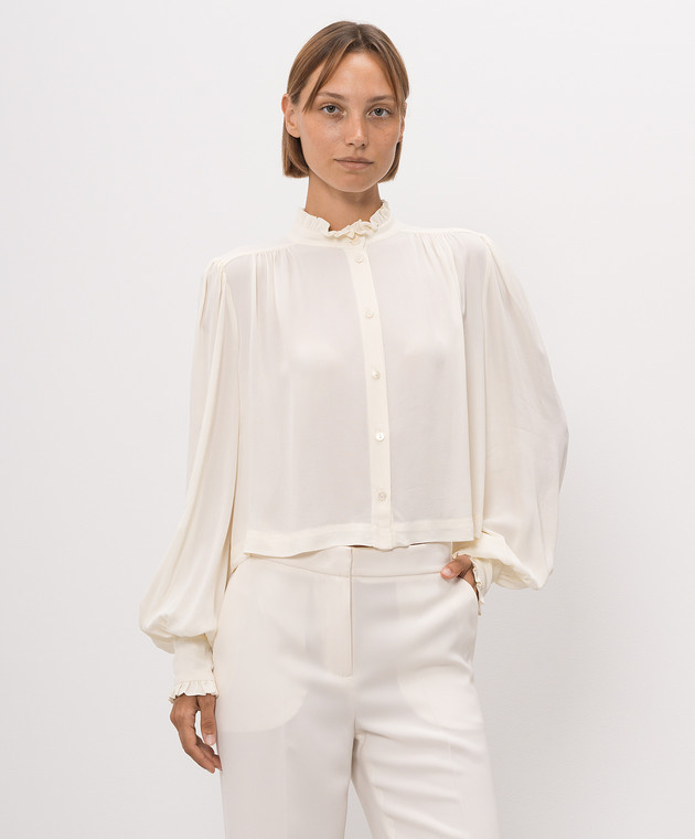 Twinset Блуза цветная айвори с металлическим логотипом 262TP2342 изображение 3