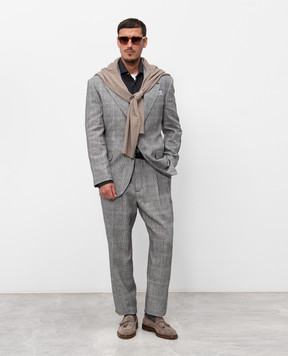 Brunello Cucinelli Костюм з льоном у віндзорську клітинку MB4279CFN2