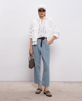 Brunello Cucinelli Блакитні джинси з льоном з патчем логотипа ML996P5566