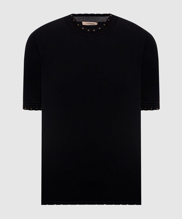 Twinset Чорний топ з пластиною логотипа 262TP3097