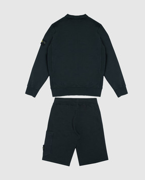 Stone Island Дитячий чорний костюм зі світшота та шортів L1S166300001S004068