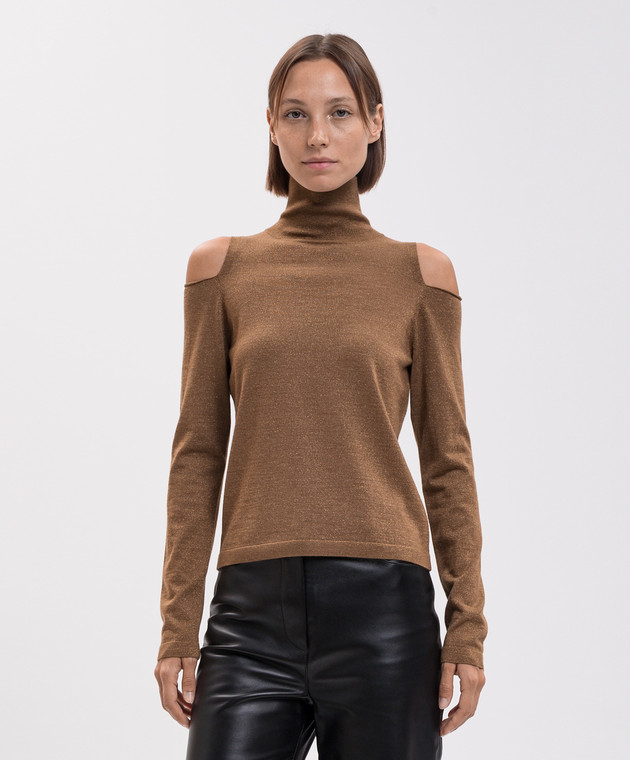 Allude Коричневий гольф з вовною з відкритими плечима 26564103 зображення 3