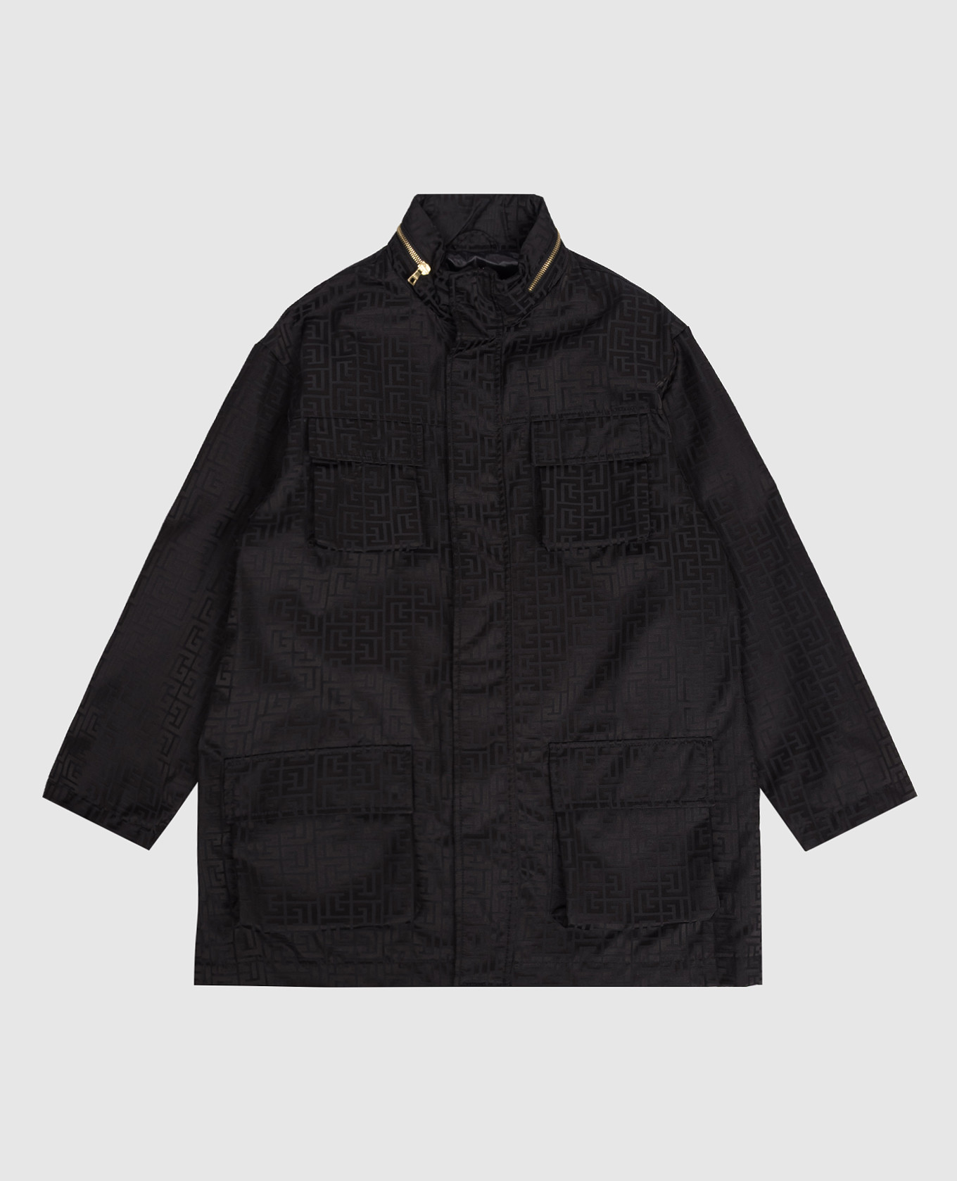 

Детская черная куртка в брендовый узор, Черный, Куртки