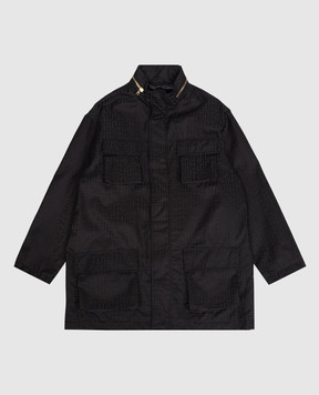 Balmain Дитяча чорна куртка в брендовий візерунок BY2Q17B0092