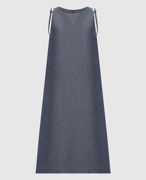 Peserico Синее платье миди с цепочкой мониль S0224602688