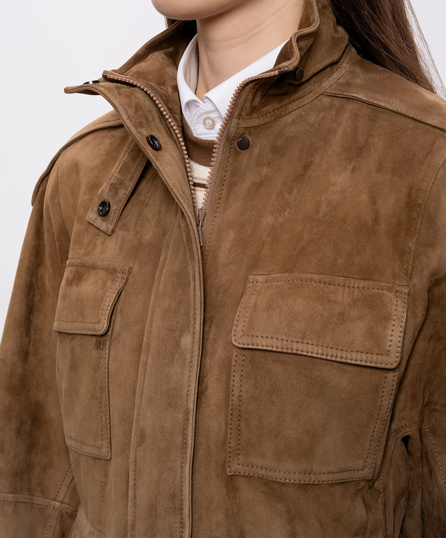 Brunello Cucinelli Коричневая замшевая куртка MPCAI7853 изображение 5