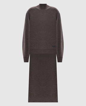 Alexander Wang Коричневый асимметричный свитер с шерстью 1KC4261020