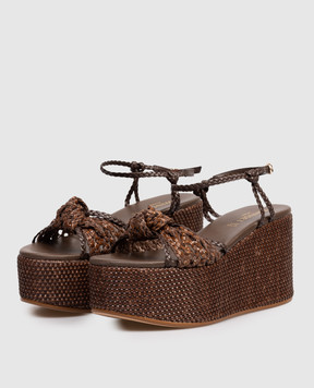 Twinset Коричневые плетеные босоножки 261TGT038