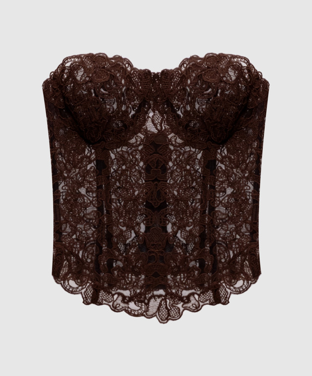 Ermanno Scervino Коричневий корсетний топ-бюстьє з мережива D492L305EXQ