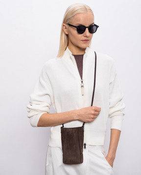 Brunello Cucinelli Коричневая замшевая сумка с цепочкой мониль MWDLD2739P
