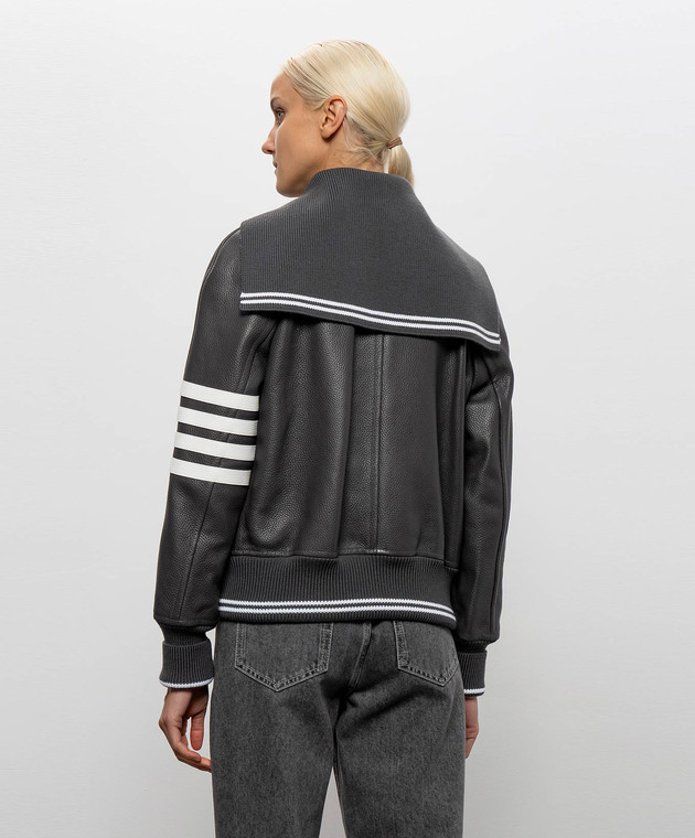 Thom Browne Серая кожаная куртка FOR133XL0149 изображение 4