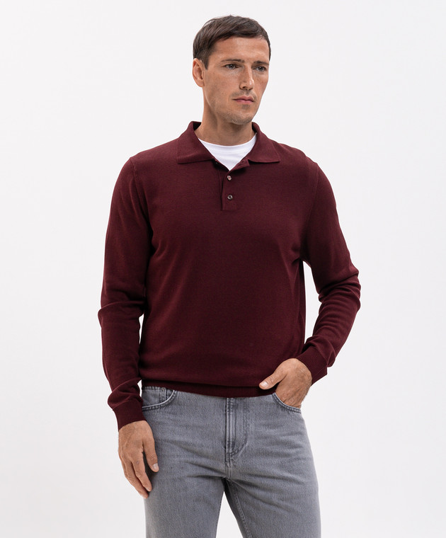 ISAIA Бордовое поло из кашемира MG8327Y0470 изображение 3