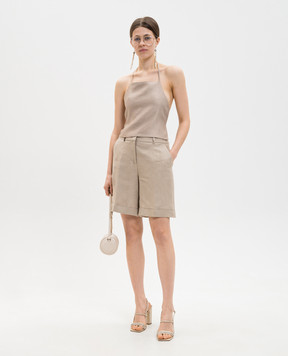 Peserico Бежеві шорти з льону з відворотами P0414002606