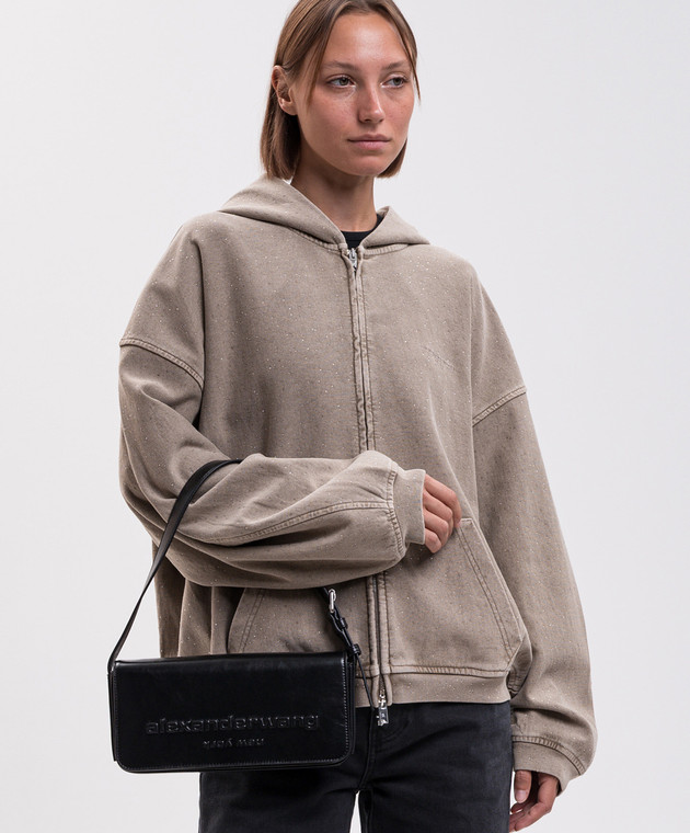 Alexander Wang Чорна шкіряна сумка з фактурним логотипом 20426K55L зображення 2