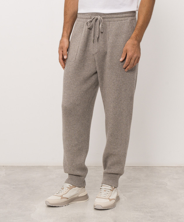 Brunello Cucinelli Бежевые джоггеры из кашемира M22704849G изображение 3
