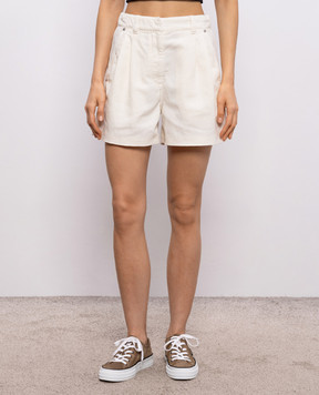 Brunello Cucinelli Джинсовые шорты цвета айвори с льном ML996P5761