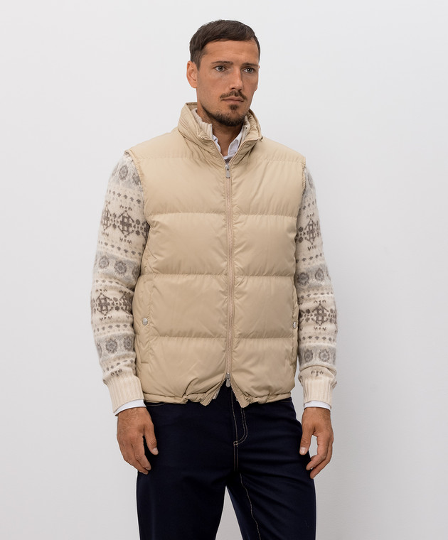 Brunello Cucinelli Бежевий пуховий жилет MV4081611 зображення 3