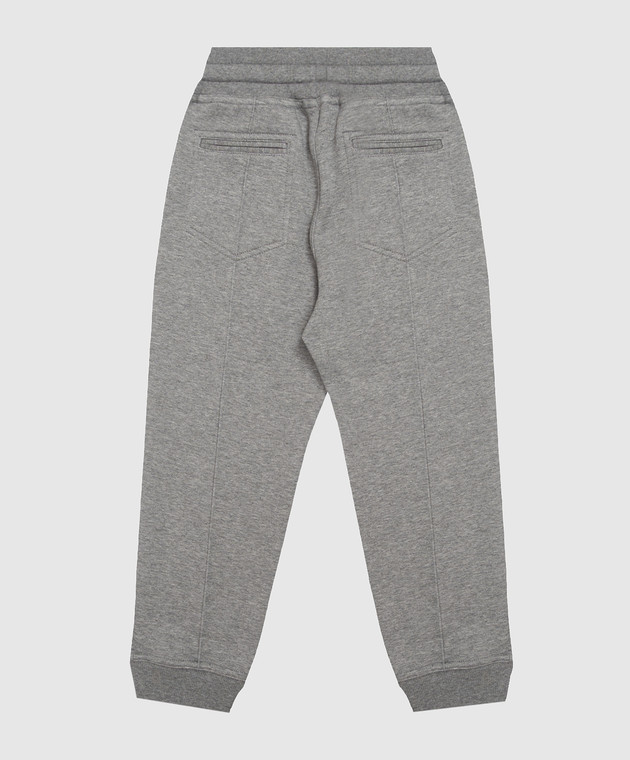 Brunello Cucinelli Дитячі сірі джогери з вишивкою емблеми BM831E359C зображення 2