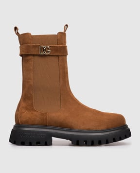 Dolce&Gabbana Дитячі коричневі замшеві черевики на хутрі D11356A51323738