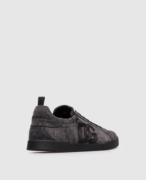 Dolce&Gabbana Черные кроссовки с вышивкой монограммы CS2445A0974