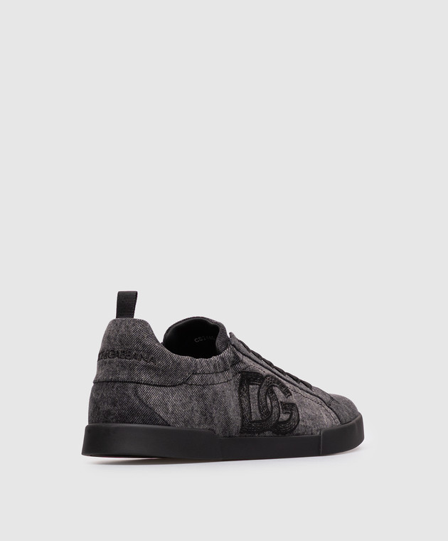 Dolce&Gabbana Чорні кросівки з вишивкою монограми CS2445A0974 зображення 3