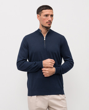 Brunello Cucinelli Синій джемпер з кашеміром MIS806004