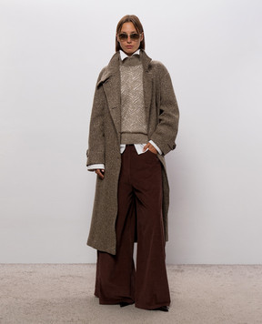 Brunello Cucinelli Коричневий ажурний светр MRG562504